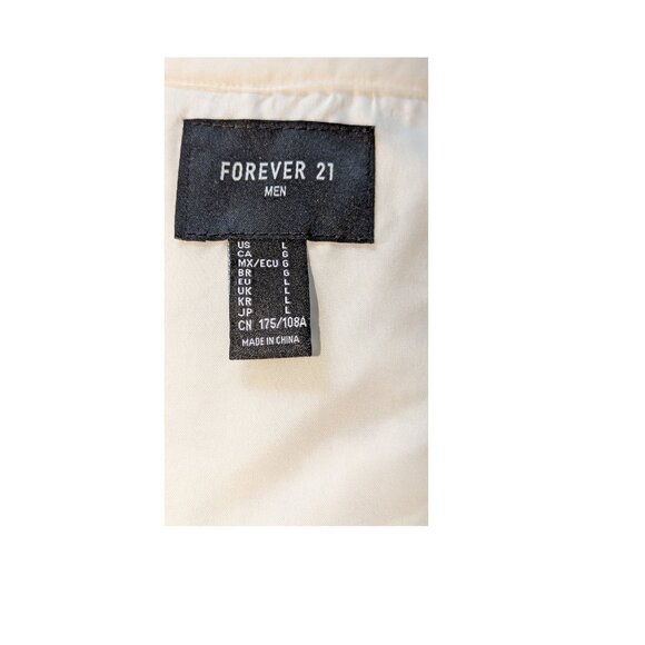 🖤CM⚡ Forever21 Men White Bouclé Textured Shirt Jacket Size L HolidayPreowned - Picture 3 of 4